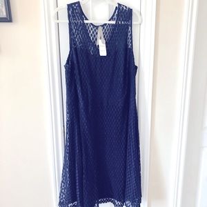 New Penningtons PENN 2X Navy Royal Blue Sleeveless A-Line Holiday Dress Lace
